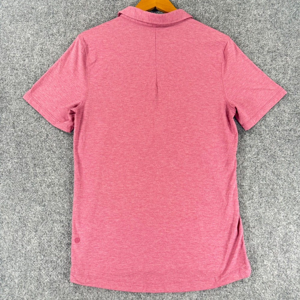 Lululemon Evolution Polo Shirt Men's Medium Pink Heathered Short Sleeve Athletic - Picture 3 of 7